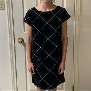 🌷3 for$25🌷George, US S, Black & White Windowpane Plaid Cap Sleeve Shift Dress